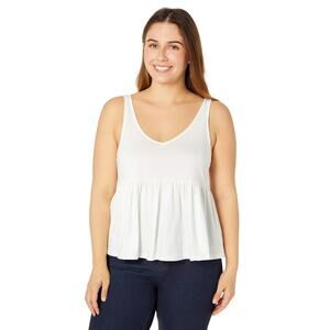 NWOT Abound White Sleeveless Babydoll Peplum Tank Top - Size Medium